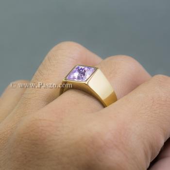 แหวนผู้ชาย ชุบทอง พลอยสีม่วง #2