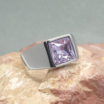 แหวนผู้ชาย พลอยสีม่วง แหวนสแตนเลส #2