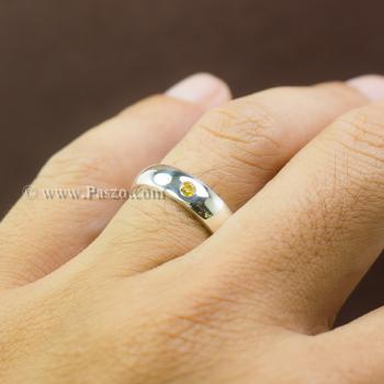 แหวนพลอยสีเหลือง แหวนกว้าง4มิล แหวนเกลี้ยง #5