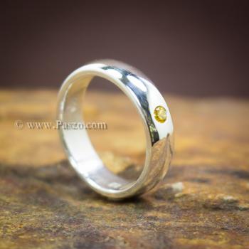 แหวนพลอยสีเหลือง แหวนกว้าง4มิล แหวนเกลี้ยง #3