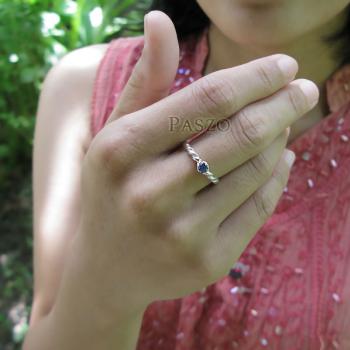 แหวนพลอยไพลิน พลอยสีน้ำเงินเม็ดเดี่ยว เล็กๆน่ารัก #4