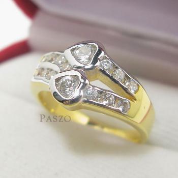แหวนเพชร รูปหัวใจคู่ แหวนชุบทองแท้ #1