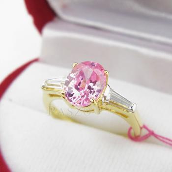 แหวนพลอยสีชมพู โทพาซสีชมพู แหวนทองชุบ #3