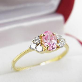 แหวนพลอยสีชมพู โทพาซสีชมพู แหวนทองชุบ5 #1