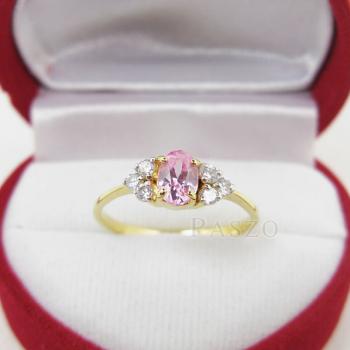 แหวนพลอยสีชมพู โทพาซสีชมพู แหวนทองชุบ5 #2
