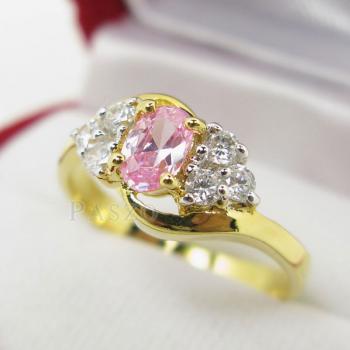 แหวนพลอยสีชมพู โทพาซสีชมพู แหวนทองชุบ #1