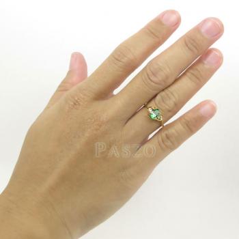 แหวนมรกต ปะดับเพชร แหวนพลอยสีเขียว #3