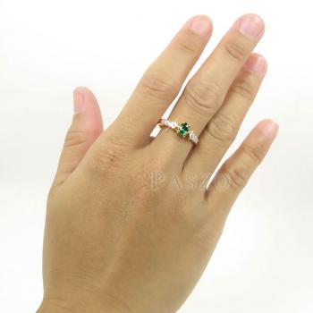 แหวนมรกต ปะดับเพชร แหวนพลอยสีเขียว #4
