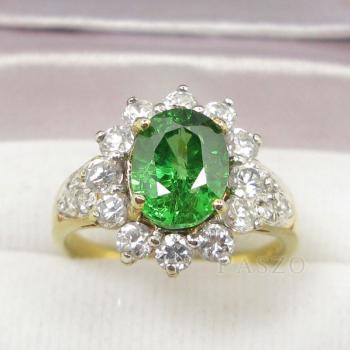 แหวนมรกต ล้อมเพชร แหวนพลอยสีเขียว #1