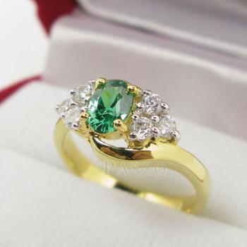 แหวนมรกต ประดับเพชร แหวนพลอยสีเขียว #3