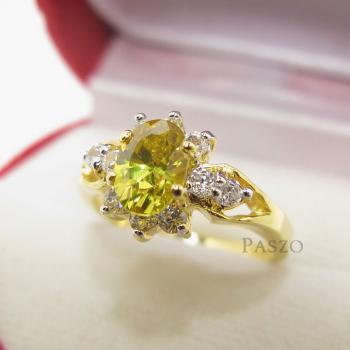 แหวนพลอยบุษราคัม พลอยสีเหลือง แหวนทองแท้ #1