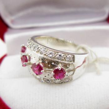 แหวนพลอยทับทิม แหวนทรงคลาสสิก ฝังพลอยสีแดง #4