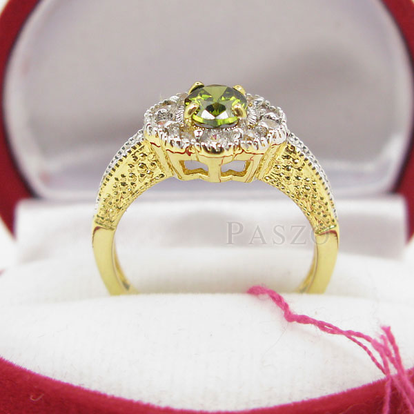 แหวนพลอยเขียวส่อง ประดับเพชร ตัวแหวนทองแท้ #5