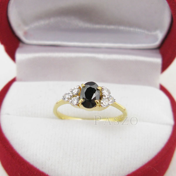 แหวนทองฝังนิลแท้ ประดับเพชร น่ารัก #2