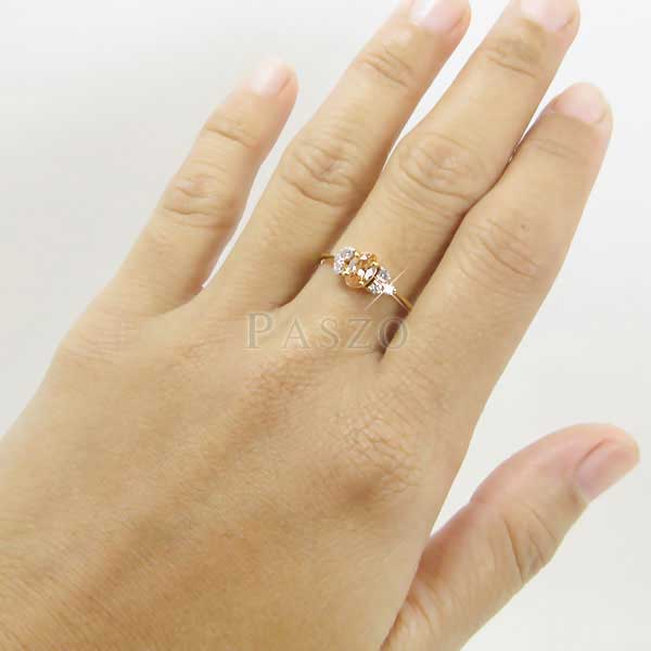 แหวนพลอยซิทริน ประดับเพชร แหวนเคลือบทองแท้ #3