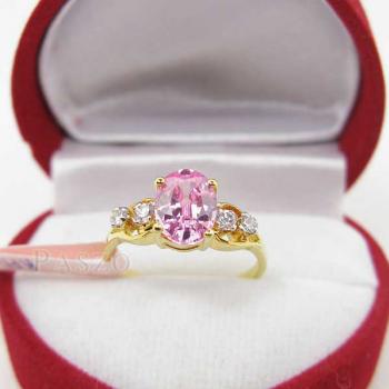 แหวนพลอยสีชมพู โทพาซสีชมพู แหวนทองแท้18k #5