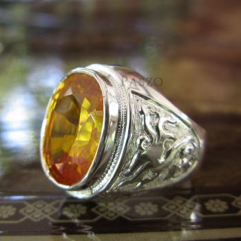 แหวนมังกร แหวนพลอยสีเหลือง แหวนผู้ชายเงินแท้ #1