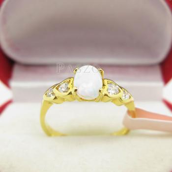 แหวนโอปอล์ สีขาว แหวนทองชุบ #3