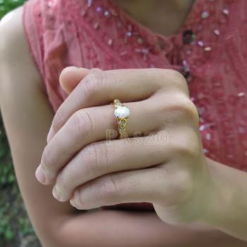 แหวนโอปอล์ สีขาว แหวนทองชุบ #4