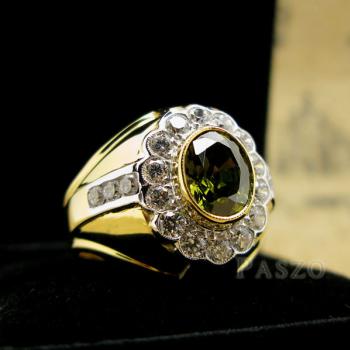 แหวนพลอยผู้ชาย แหวนทองแท้ พลอยเขียวส่อง #2
