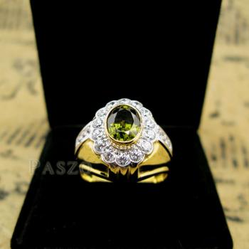 แหวนพลอยผู้ชาย แหวนทองแท้ พลอยเขียวส่อง #4