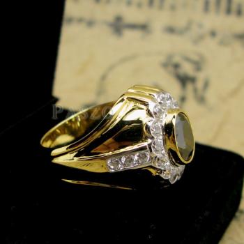 แหวนพลอยผู้ชาย แหวนทองแท้ พลอยเขียวส่อง #9