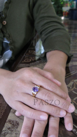 แหวนพลอยสีม่วง อะมิทิสต์ ประดับเพชร #4
