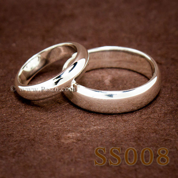 แหวนคู่รัก แหวนเงินเกลี้ยง แหวนหน้าโค้ง #1
