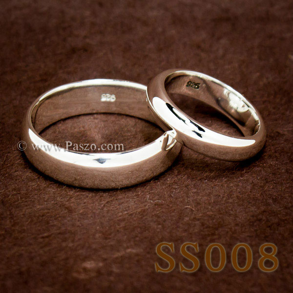 แหวนคู่รัก แหวนเงินเกลี้ยง แหวนหน้าโค้ง #3