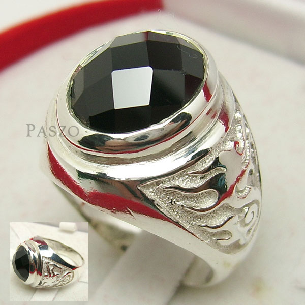 แหวนผู้ชาย ฝังนิล อัญมณีสีดำ #1