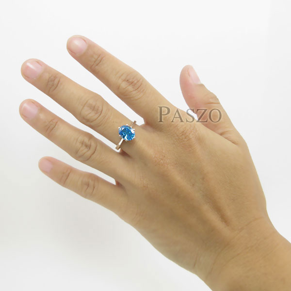 แหวนพลอยบูลโทพาซ พลอยสีฟ้า เม็ดเดี่ยว #5