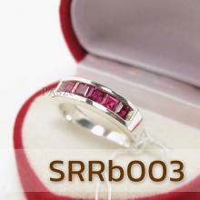แหวนทับทิม แหวนแถว แหวนเงินแท้ แหวนพลอยสีแดง ทับทิม 6เม็ด