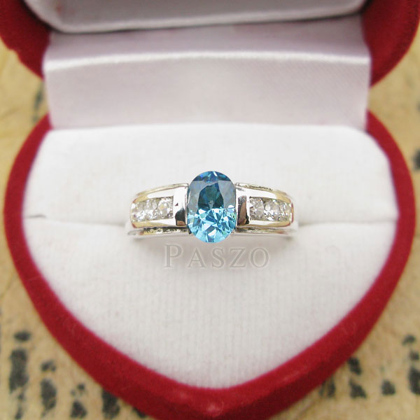แหวนพลอยสีฟ้า แหวนเงินแท้ บลูโทพาซ #3