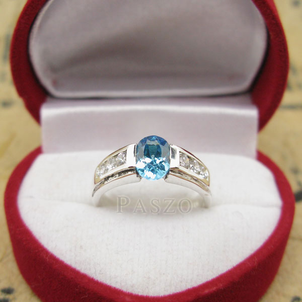 แหวนพลอยสีฟ้า แหวนเงินแท้ บลูโทพาซ #4