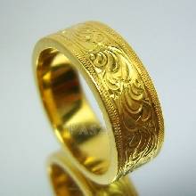 แหวนทองเกลี้ยง แหวนลายไทย แหวนทองแท้ สลักลายไทย รอบวงไร้รอยต่อ แหวนเกลี้ยง