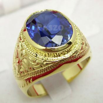 แหวนพลอยสีน้ำเงิน แหวนผู้ชายทองแท้ แหวนมอญ #1
