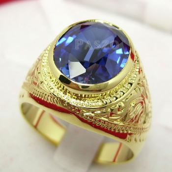 แหวนพลอยสีน้ำเงิน แหวนผู้ชายทองแท้ แหวนมอญ #2