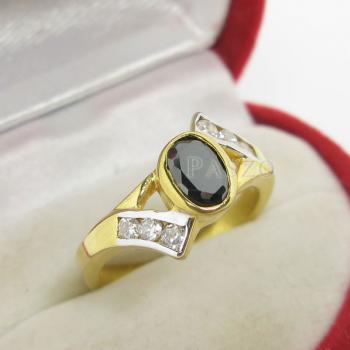 แหวนทองฝังนิลแท้ ประดับเพชร แหวนทองไมครอน #1