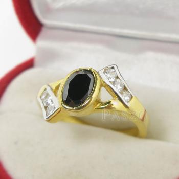 แหวนทองฝังนิลแท้ ประดับเพชร แหวนทองไมครอน #3