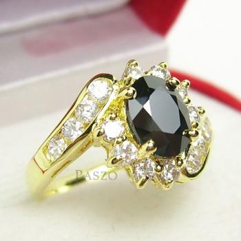 แหวนทองฝังนิลแท้ ประดับเพชร น่ารัก #1